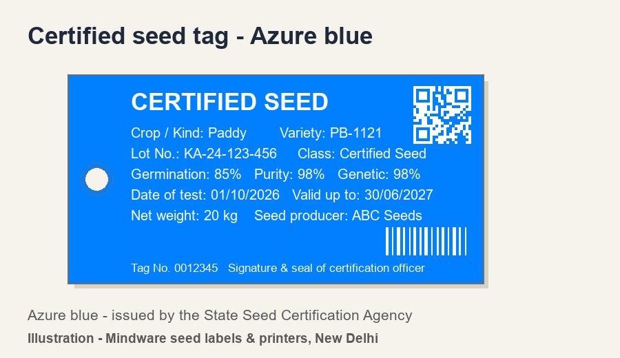 Certified seed tag (azure blue) - seed labels in India